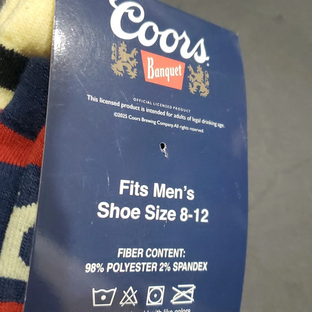 Coors Men's yellow and navy blue crew socks 2pairs fits Men's shoe size 8-12 new